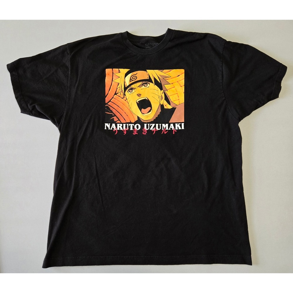 Naruto Shippuden T Shirt Mens 2XL Black Uzumaki Viz‎ Media Anime Graphic Tee